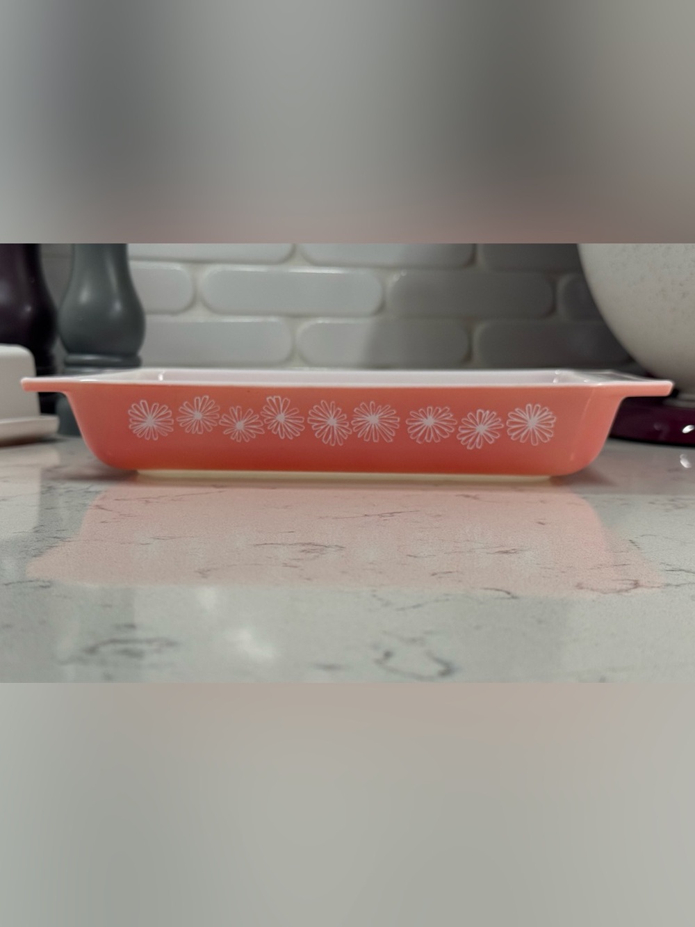 Pyrex Vintage Pink Floral Ceramic Baking Dish with Handles 548-b *Lovely*